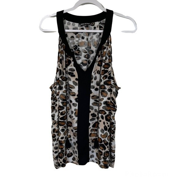 Unique Spectrum Leopard Print Sleeveless Top Tassels Soft V-Neck Lightweight 3X - Picture 1 of 10